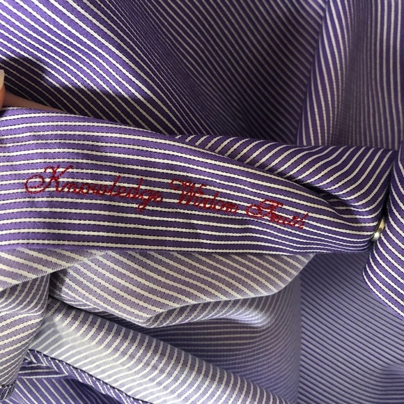 Robert Graham Purple White Striped Dress Shirt 43 / 17 - Picture 8 of 10